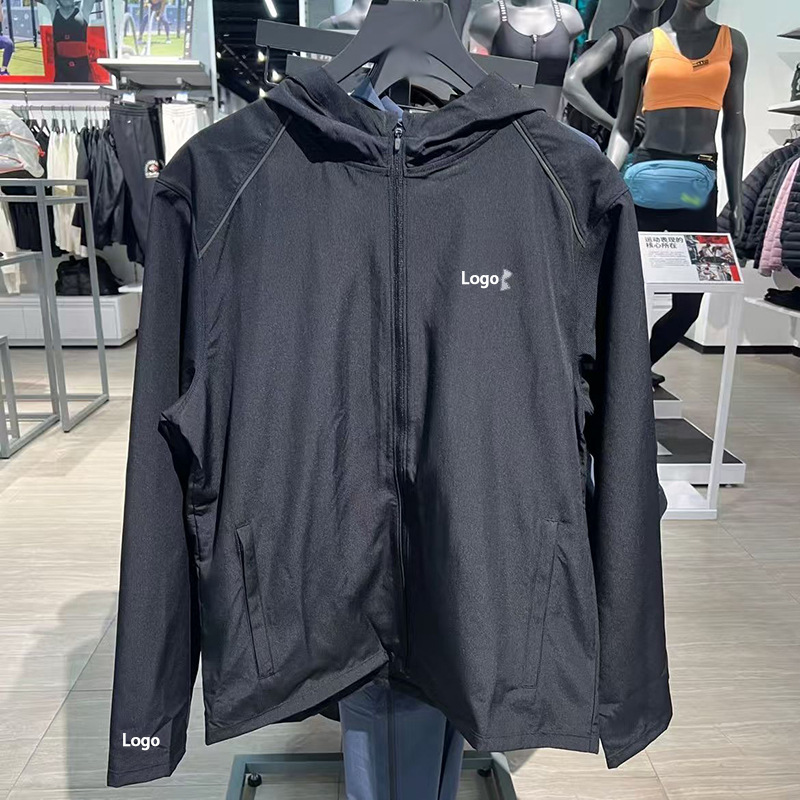 European and American Cross-Border Sports Jacket Men's Spring and Autumn Running Outdoor Windproof Jacket Hooded Zipper Lightweight Cycling Jacket