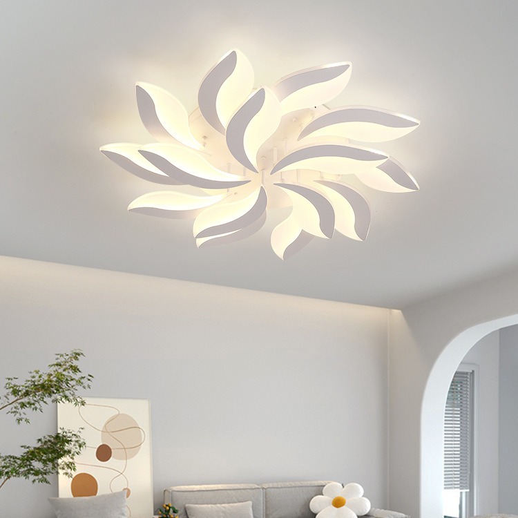 Personalidad postmoderna LED lámpara de sala de estar modesta lámpara de techo sencilla sala de hojas dormitorio principal lámparas de atenuación sin electrodos