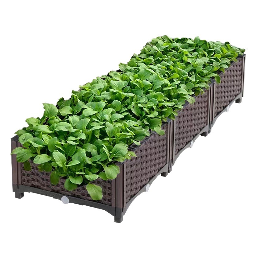 Caja de plantación multifuncional engrosada maceta rectangular combinada de plástico de resina olla vegetal balcón caja de flores larga