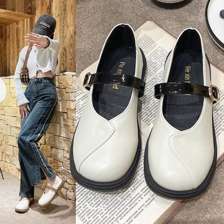 Оптовая продажа Мэри Джейн женская маленькая кожаная обувь с юбкой 2024 весной новая пряжка