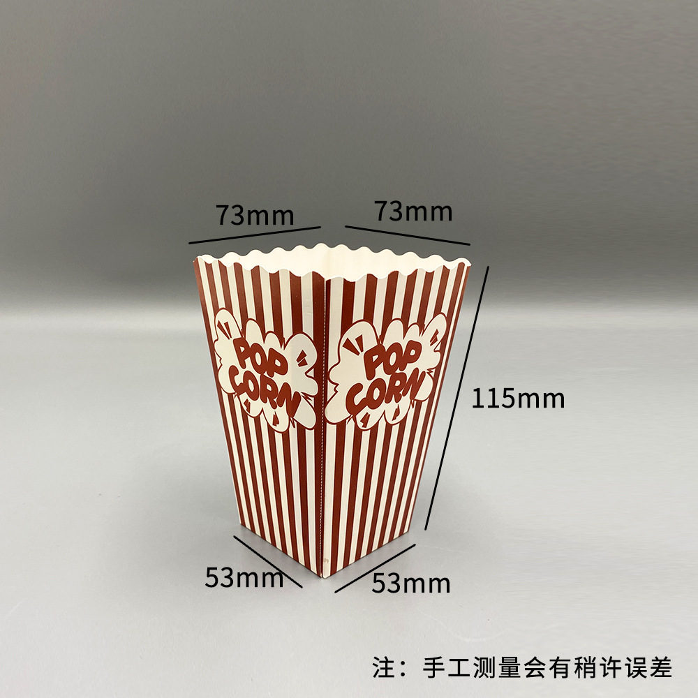 Caixa de embalaje de palomitas de maíz desechable, caja de embalaje para llevar, caja de papel para bocadillos, caja de bocadillos para cines, parque infantil