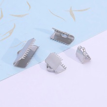 厂家直销 不锈钢光面带齿马甲扣绳带锁边夹扣手工绳扣diy饰品配件