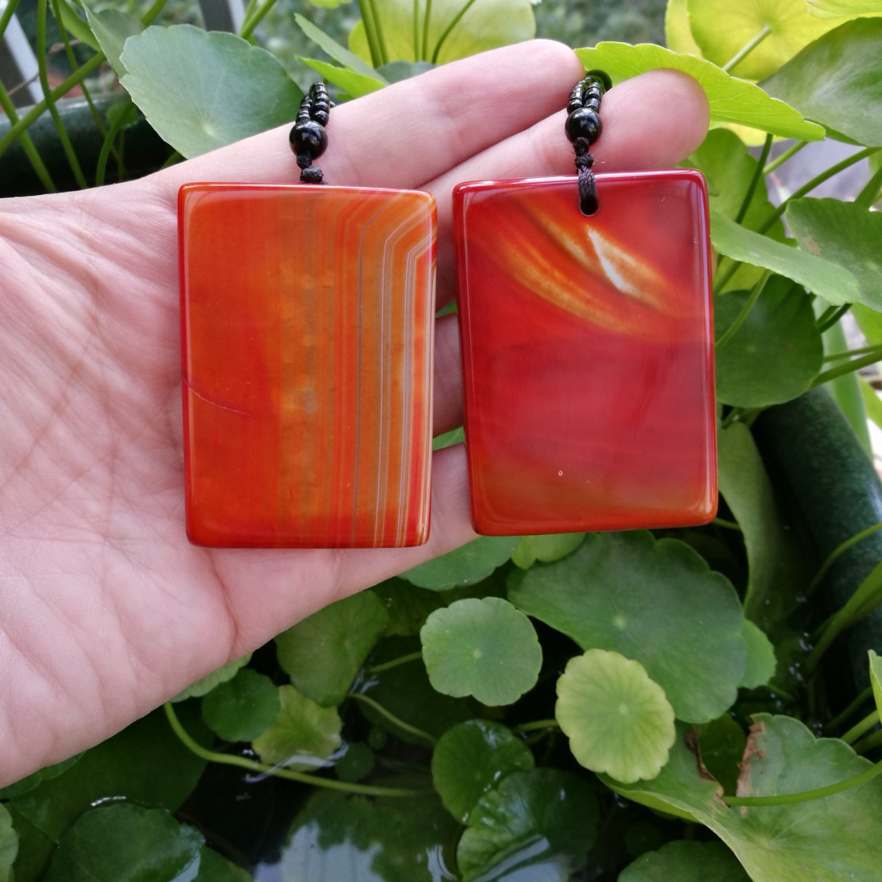 智贝详情图_8红玛瑙缠丝战国红玛瑙牌子方牌项链吊坠玛瑙无事牌