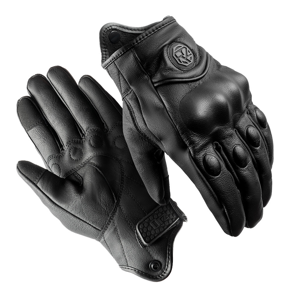 Orz fábrica directa pantalla táctil ícono guantes de piel de cabra motocicleta jinete equipo guantes de locomotora