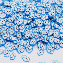 蓝色笑脸云朵20克软陶片厂家直销水晶泥填充物DIY材料美甲软陶切
