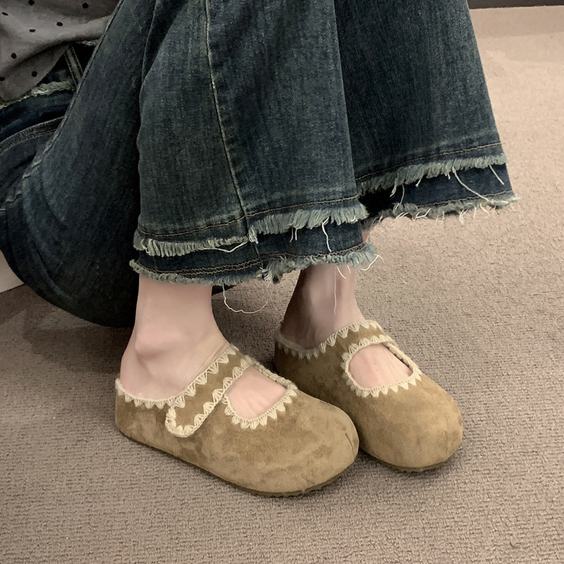 厚底内增高勃肯鞋包头半拖鞋女外穿2025秋季新款刺绣玛丽珍博肯鞋|undefined