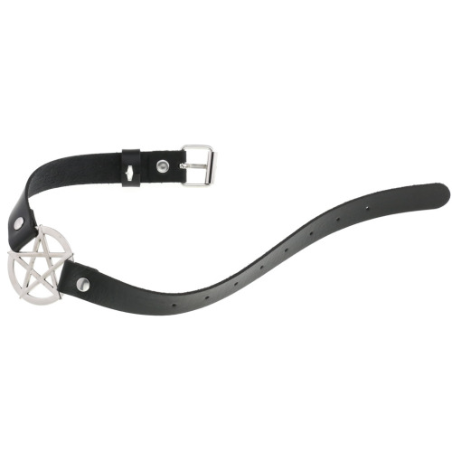 Individuality Exaggerated PU Leather Restrained Collar Fashion Belt Buckle Street Style Nightclub Sexy Five-Star Necklace Necklace