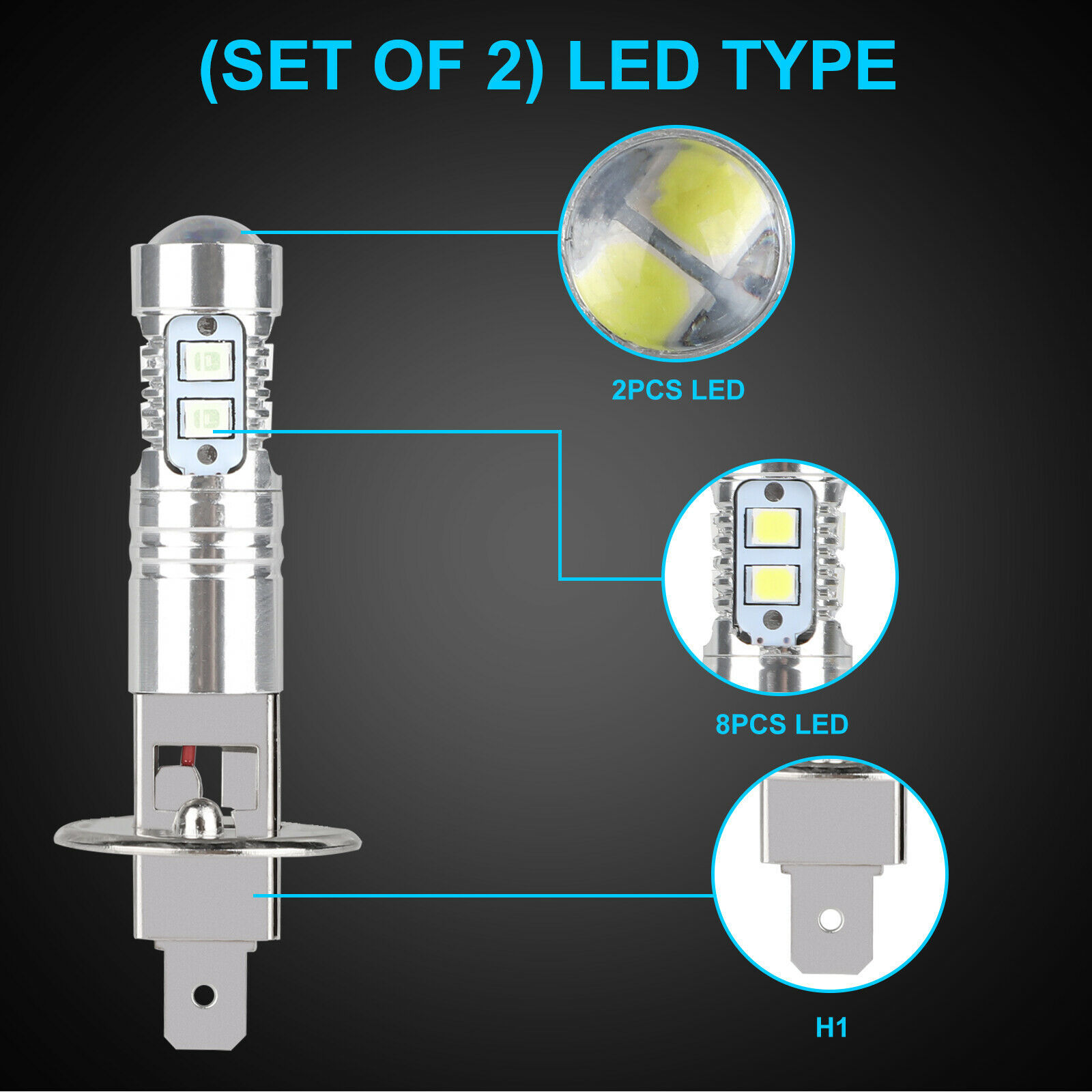 Faros de niebla LED de automóvil H1 8000K 100W faros de alta potencia de haz alto y bajo bombillas de niebla azul hielo image 3