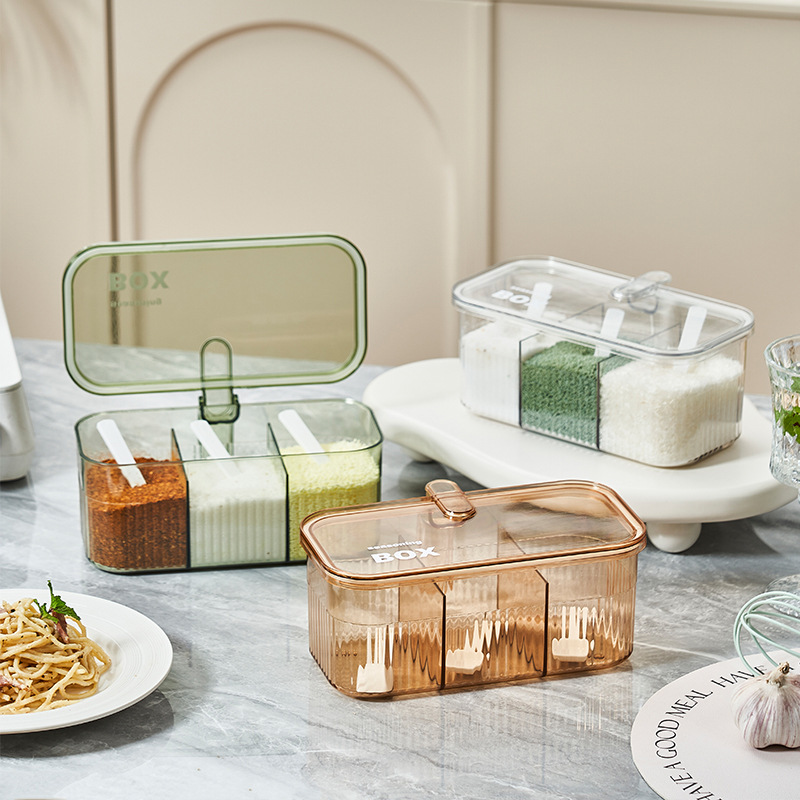 Kit de caja de condimentos combinado multiplaca en la cocina doméstica condimento de sal monosodium glutamato pimienta condimento de almacenamiento de cultivos