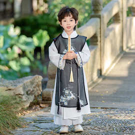 男童古风春秋季新款唐装儿童改良飘逸武侠中国风汉服宝宝国学长袍