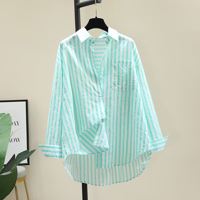 Pure Cotton Printed Striped Shirt for Women 2026 Spring New Fashion Loose Versatile Long-Sleeve Cardigan Shirt for Women Inner Wear Pure Cotton Printed Striped Shirt for Women 2026 Spring New Fashion Loose Versatile Long-Sleeve Cardigan Shirt for Women Inner Wear
