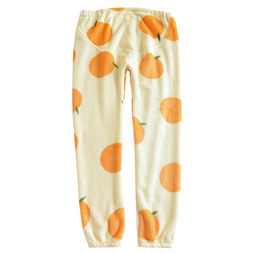 Autumn and winter thickened flannel postpartum pants postpartum pajama pants with cuffed feet, soft and comfortable maternity pants