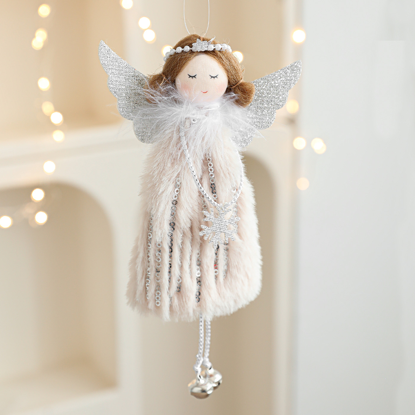 Nuevo peluche Angel Girl amor campana decoración del árbol de Navidad colgante alas muñeca muñeca accesorios de decoración