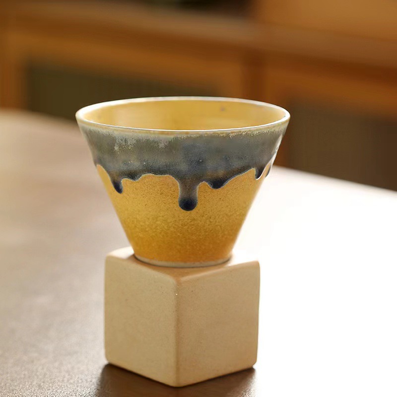 대형 깔때기 컵 200ml 흐름 유약 블루