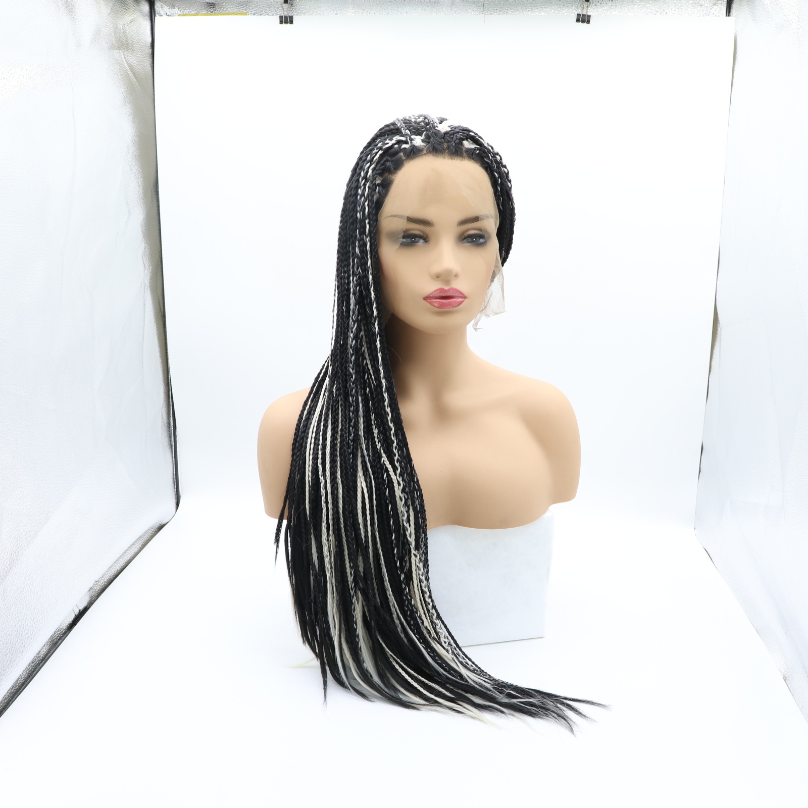 Europa y América NEWLOOK ex encaje moda pelo largo trenza peluca transfronteriza Lace Front Wigs