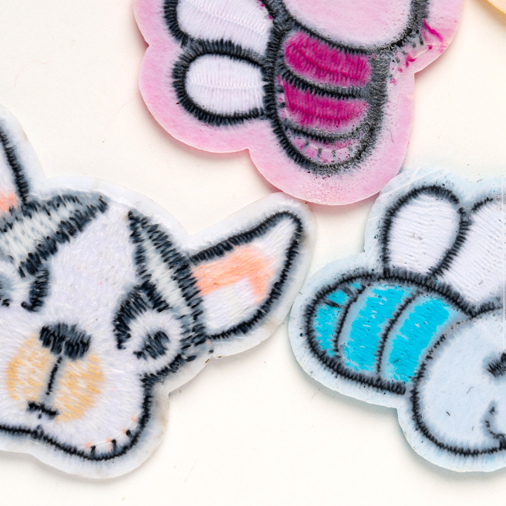 Bordado por computadora de tamaño pequeño, abeja, mariposa, pez, velero, bordado, pegatinas de tela, ropa sin costura, parches rotos, accesorios de ropa