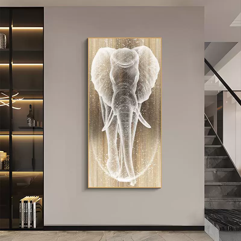 Современная легкая роскошная хрустальная фарфоровая картина для прихожей, прохода, коридора, декоративная картина для гостиной, элитная фреска со слоном 193