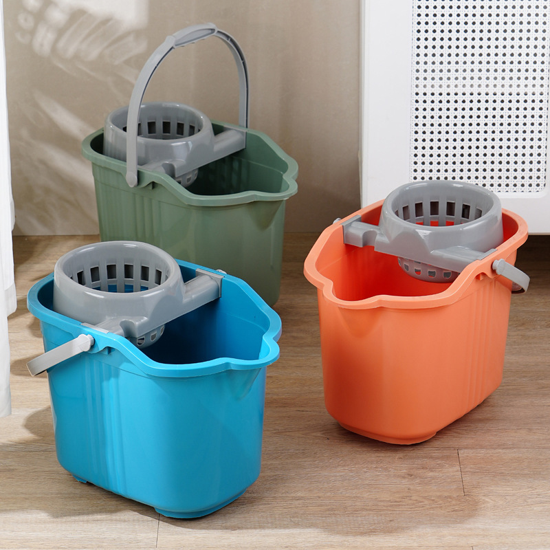 Thickened Wide Household Mop Bucket Dehydration Bucket Hand-Free Mop Bucket Wheeled Mopping Bucket Outdoor Water Squeezing Bucket Storage