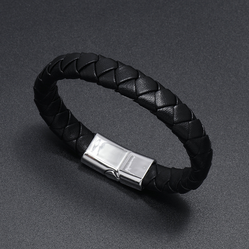 fashion simple woven magnet buckle leather bracelet wholesale