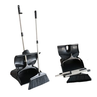 Suitable for online sales 2 removable stainless steel rod windproof dustpan suit with lid wheels household