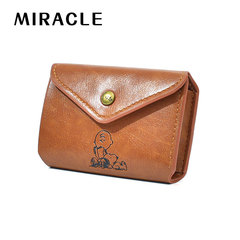 Japanese magazine appendix cute Snoopy men and women universal three-fold PU leather short wallet cartoon zero wallet 