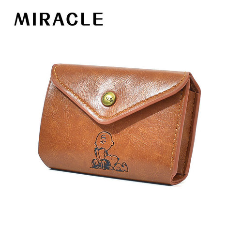 Japanese magazine appendix cute Snoopy men and women universal three-fold PU leather short wallet cartoon zero wallet 
