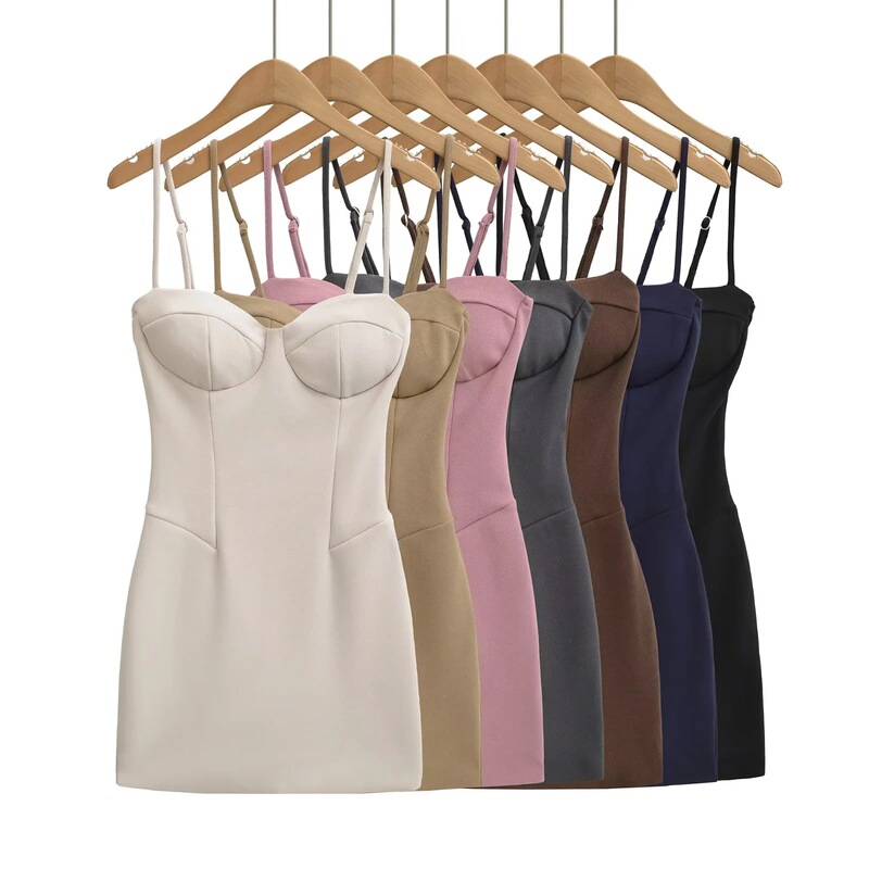 Hot Girl Style Strapless Dress with Chest Straps, Summer Mini Dress for Petite Women, Backless Sexy Tight-Fitting Bodycon Dress