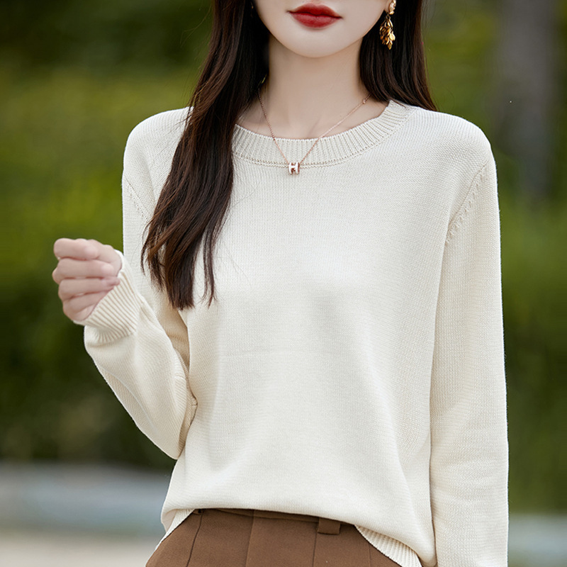Wholesale 100 Cotton Crewneck Joker Sweater Women's Autumn and Winter New Pullover Loose Slim Knitted Base Shirt Women's Top Wholesale 100 Cotton Crewneck Joker Sweater Women's Autumn and Winter New Pullover Loose Slim Knitted Base Shirt Women's Top