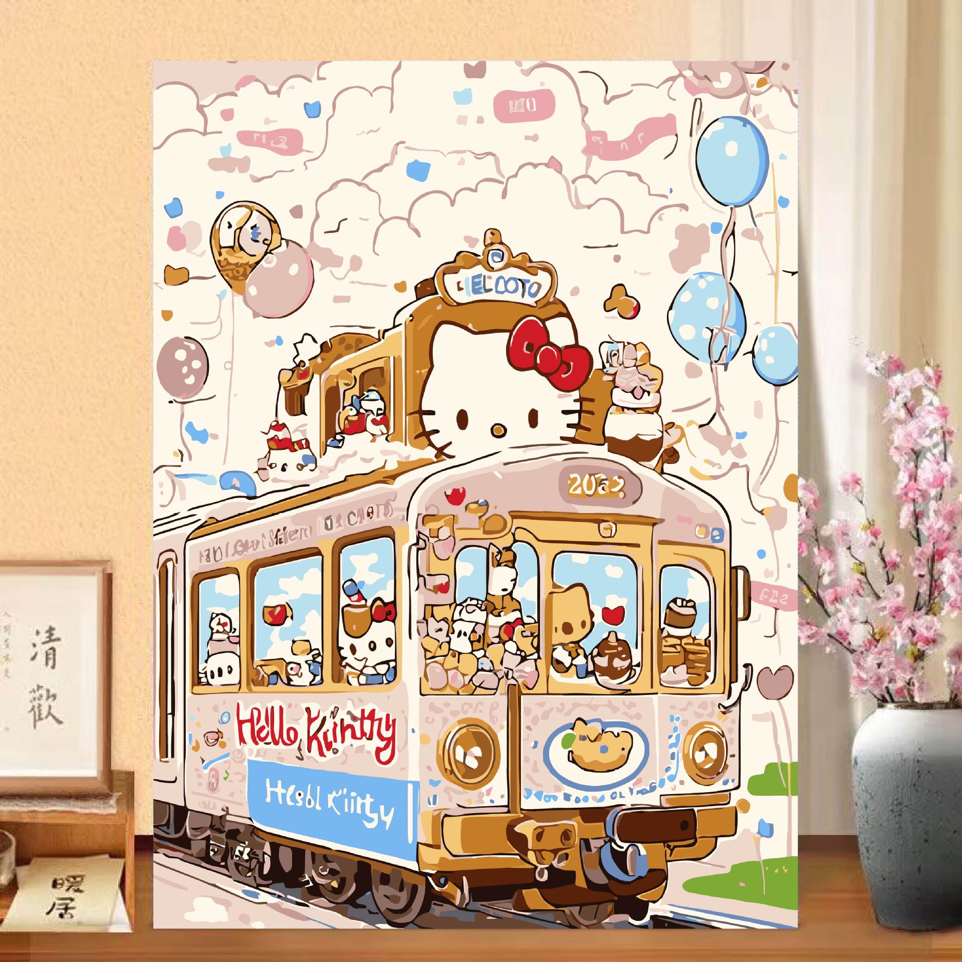 hellokitty pintura al óleo digital de alto valor de color hecha a mano di relleno de relleno de color meditación pintura de descompresión pintura al óleo pintada a mano