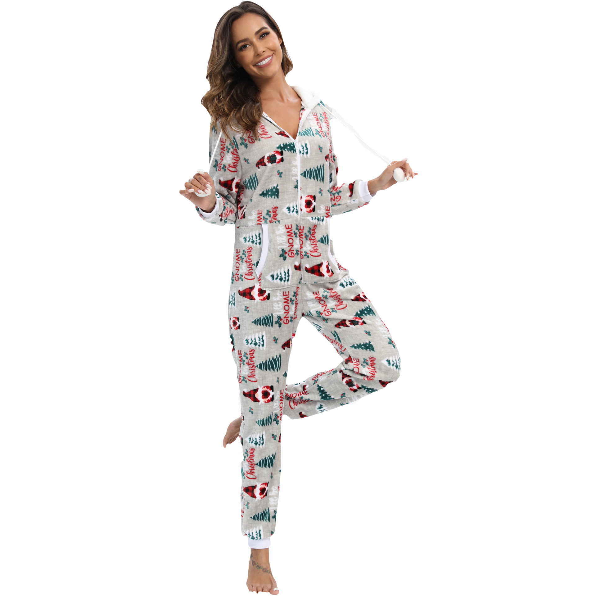 pigiama intero in flanella per donna autunno e inverno Natale Halloween vestiti per la casa_voghion.com