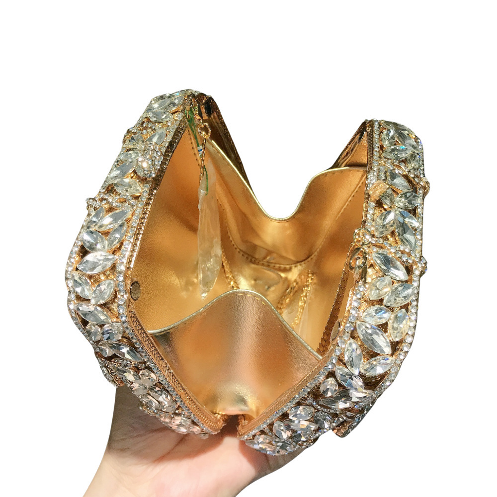 Sirena de diamantes hechos a mano bolsa de cena de metal vacío caja dura llena de diamantes bolsa de mano de mujer Stone Clutch