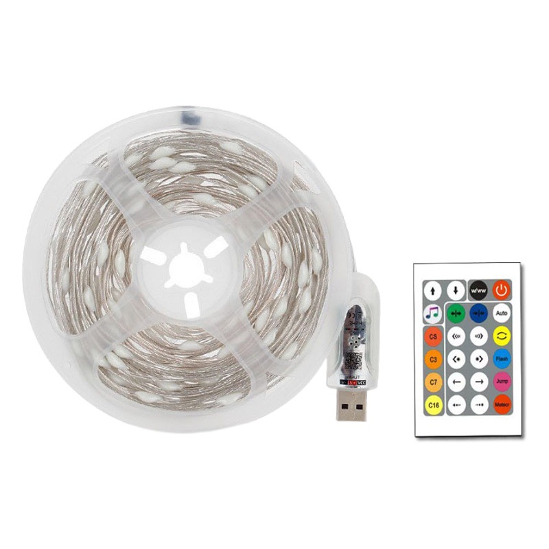 2024 nueva cadena de luz de alambre de cuero Bluetooth RGB luz de agua de carreras de caballos con luz de alambre de cobre decorativa de ambiente navideño