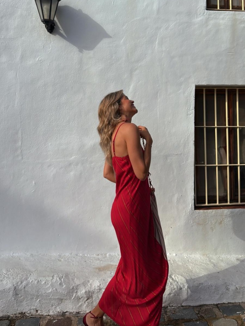 Dress Internet Celebrity Same Color Matching Printed V neck Cami Dress