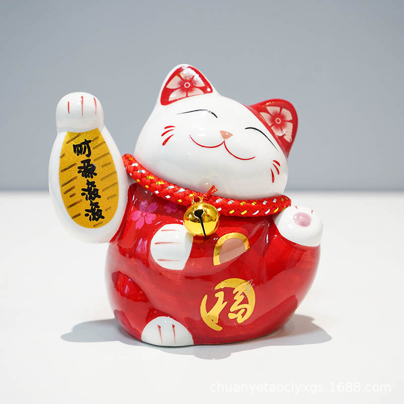 Fortuna gato miles de dos adornos pequeño tamaño lindo cerámica decoración del hogar creativo empresa actividad pequeño regalo logo