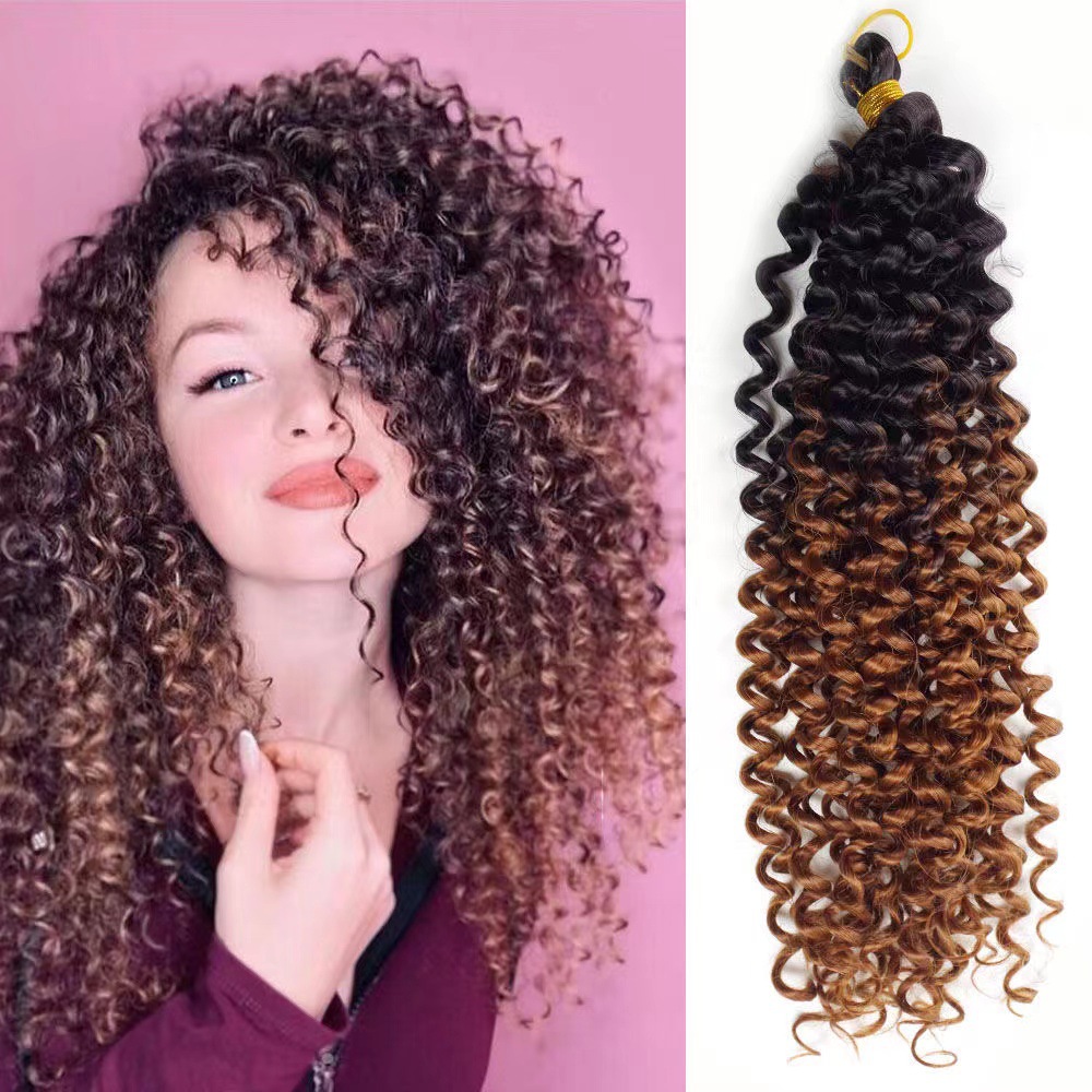 Aguas onduladas gradiente extensión de cabello onduladas agua cabello a granel fibra química europea y americana trenzada pelucina pequeña