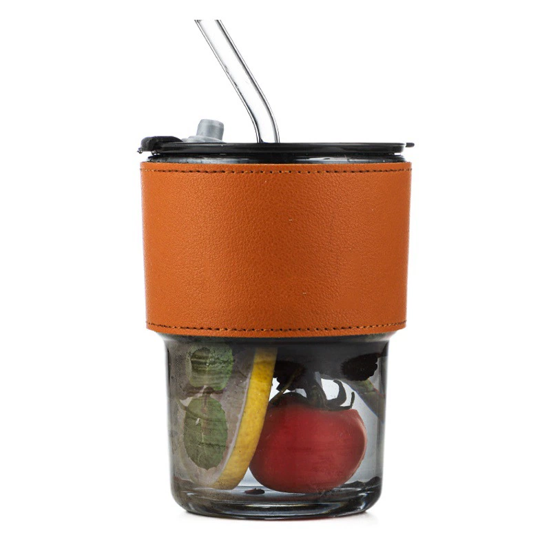 Оптовая чистая красная чашка slub креативная прозрачная стеклянная соломенная чашка портативная с крышкой Инс Фен-шуй чашка молока чашка кофе