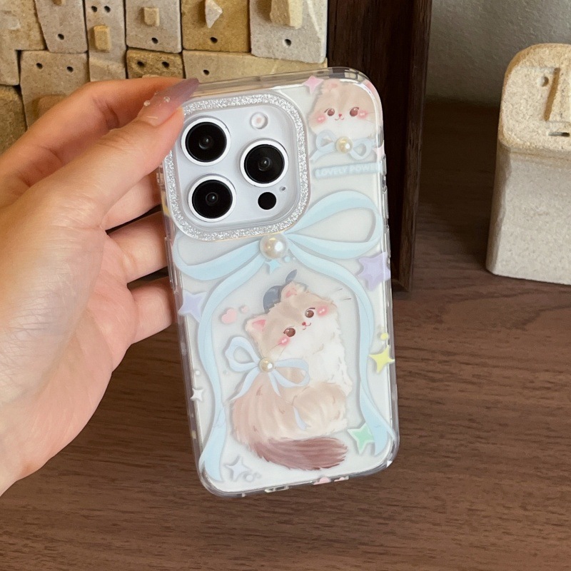 Fun lindo y suave lazo gatito para iphone15 Apple 16ProMax funda para teléfono móvil 13 nuevo 14