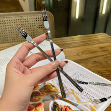 不锈钢长柄水果叉高颜值精致甜品叉家用小叉子轻奢高级感果叉餐具
