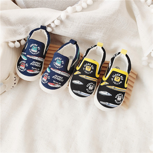 Export daily single Shinkansen baby toddler shoes children's canvas shoes one-leg elastic lazy shoes boys' sneakers