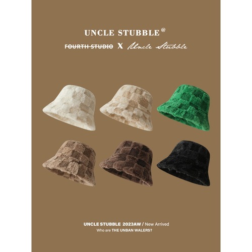 Autumn and winter lamb velvet fisherman hat girls wide brim small bucket hat showing face Korean style thickened cold-proof and warm basin hat