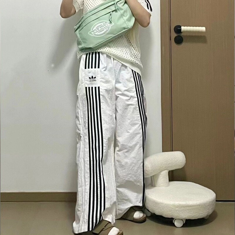三叶草休闲长裤女春秋季时尚百搭直筒阔腿裤潮牌宽松休闲运动裤子|undefined