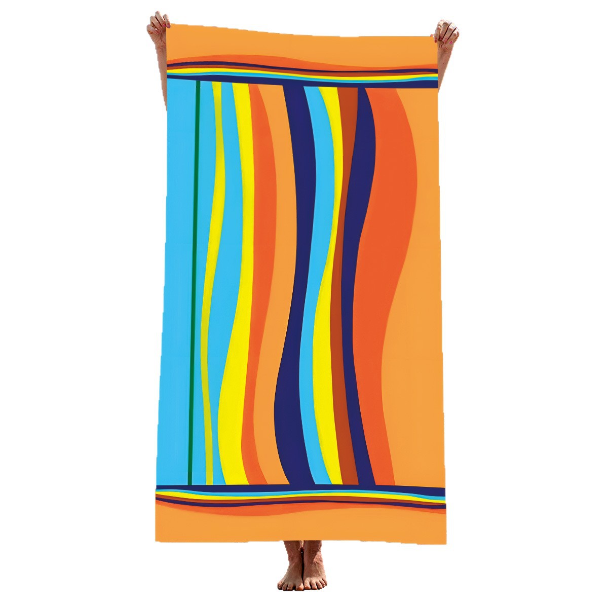 【Active Print - Colorful Striped Beach Towel】In-Stock for Cross-Border Labeling and Dropshipping, Surf Bath Towel, Beach Towel
