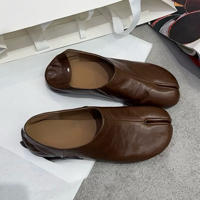 小众复古分趾鞋女平底猪蹄鞋一脚蹬懒人鞋真皮软底单鞋百搭奶奶鞋|undefined