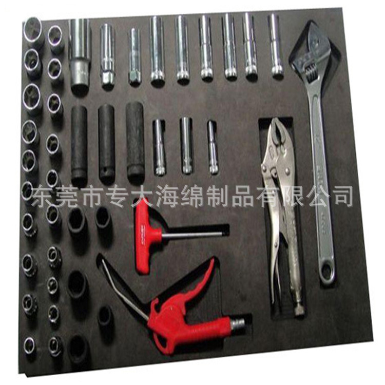 异形EVA开槽 线切割雕刻热压一体成型施工工具箱植绒内衬固定减震