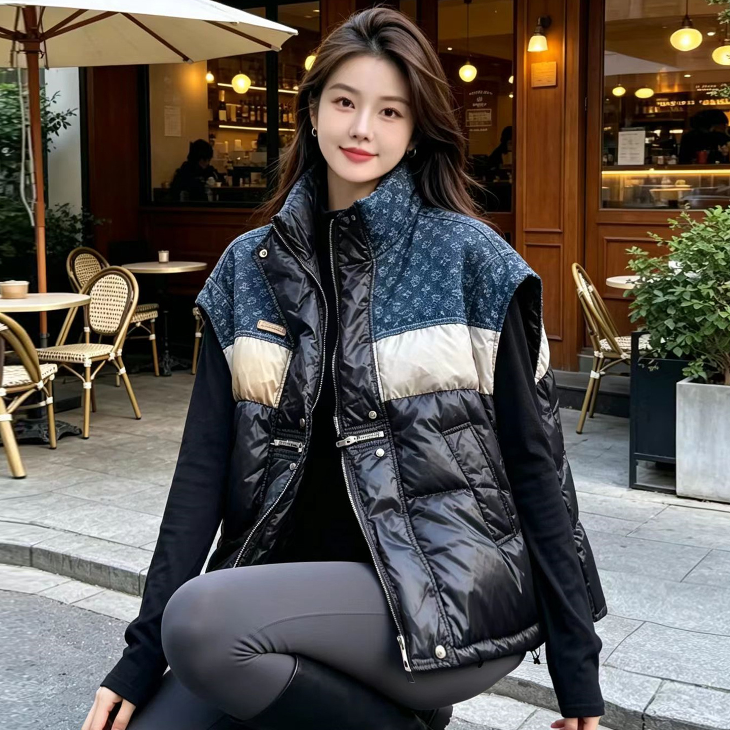 2026 Winter New Korean Style Women's Down Vest, Plus Size, Stand Collar, White Duck Down, B02