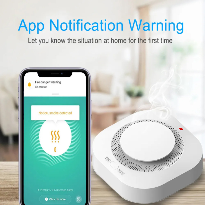 落書き煙感知器WiFi/zigbee家庭用光電式煙感知無線433mhz煙警報器|undefined