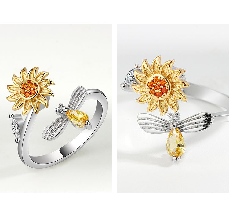 Pastoral Girasol Cobre Enchapado Anillo Abierto display picture 2