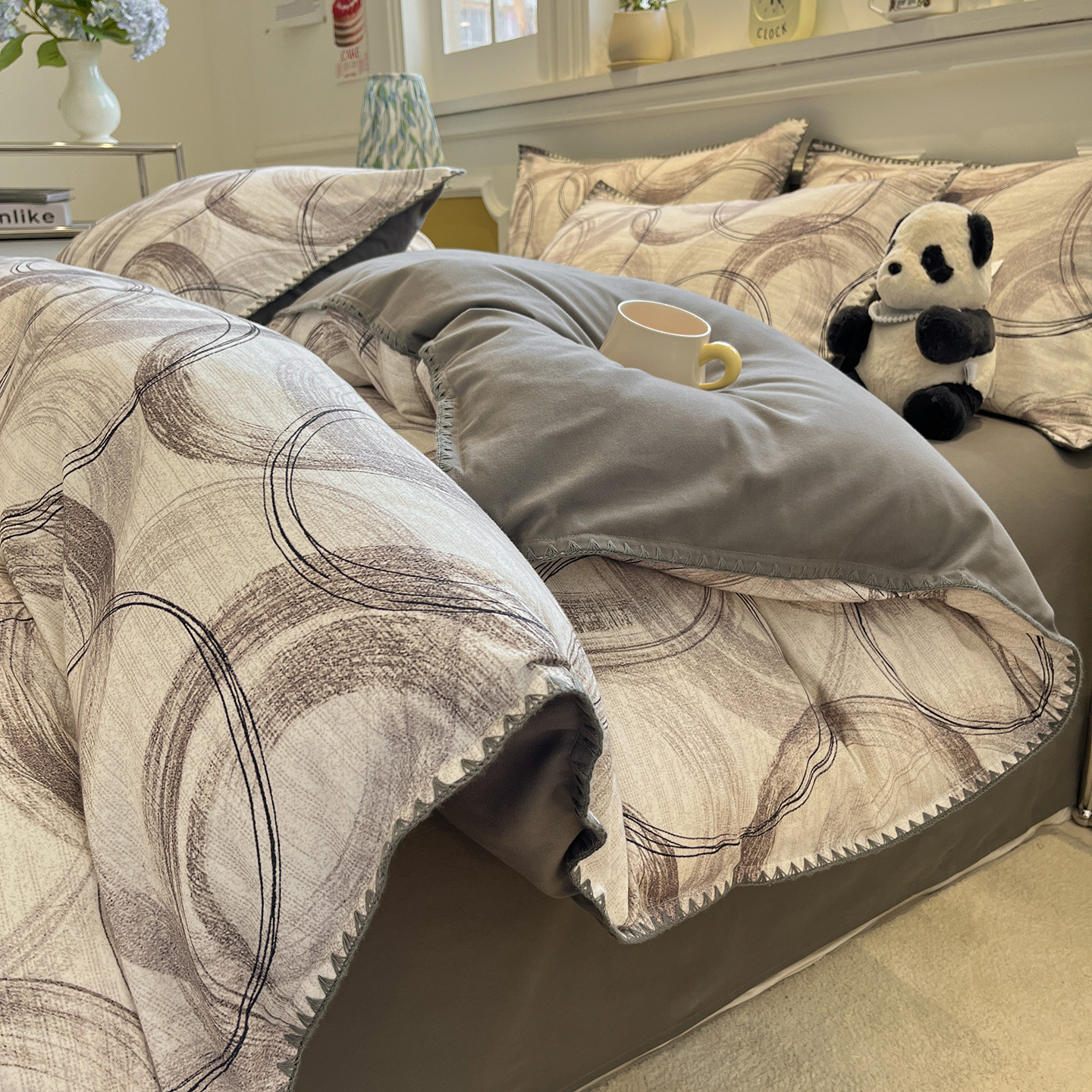 100% algodón conchas bordes gruesos cuatro piezas de una sola cama dormitorio de tres piezas de algodón superior colcha de cama suave