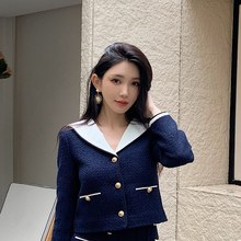 粗花呢外套高腰显瘦裙裤短袖连衣裙小香风时尚套装 这里是外套