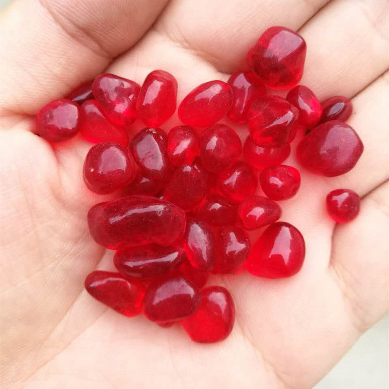 红色玻璃珠 鱼缸装饰造景彩色玻璃沙 微景观外墙装饰红色琉璃珠